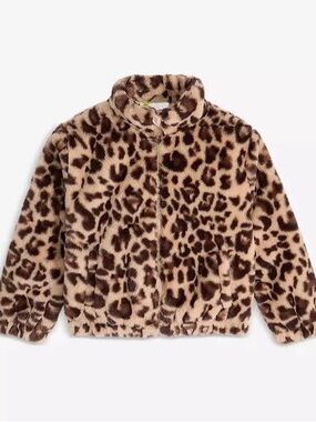 Girls’ Soft Faux Fur Leopard Jacket Size 4